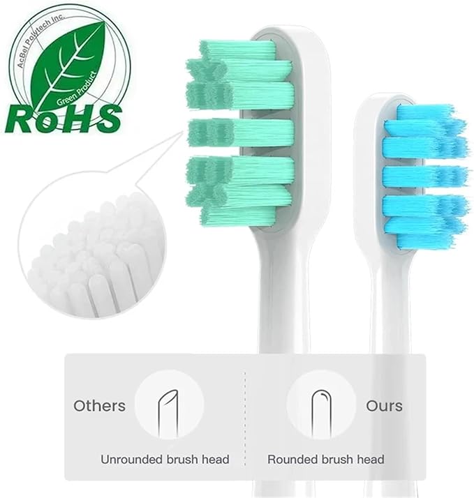 4pcs Replacement Brush HeadsCompatible for Xiaomi Mijia T300 T301 T500 Sonic Electric Toothbrush Head Soft Bristle Nozzles(3)