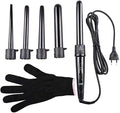 Curling Irons 5 Part Interchangeable Hair Curling Iron Machine Ceramic Hair Curler Multi-Size Roller Heat Resistant Glove Styling Set