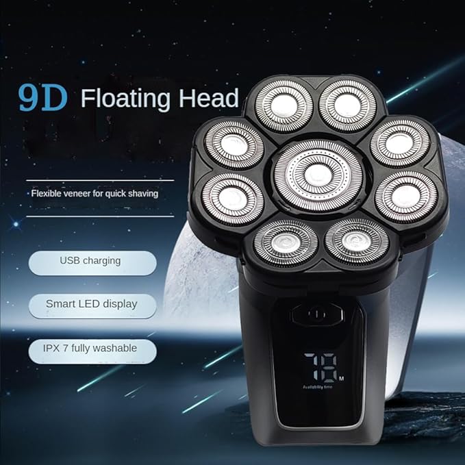 Head Shaver for Men 6 in 1 Electric Head Shavers for Men 9D Floating Cutter Grooming Head Shaver Wet and Dry Cordless Trimmer