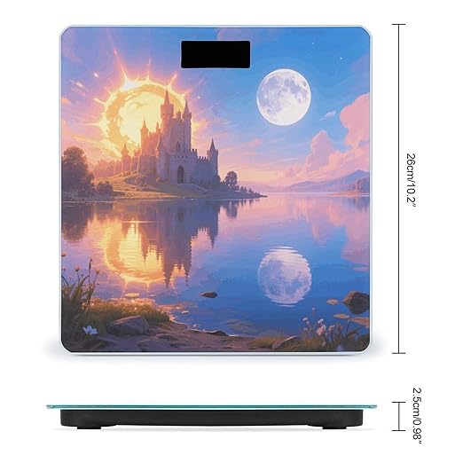 Sun and Moon Scale for Body Weight Sturdy Tempered Glass Weighing Scales with LCD Display Accurate Digital Bathroom Scale Convenient Body Fat Smart Scales Easy Read