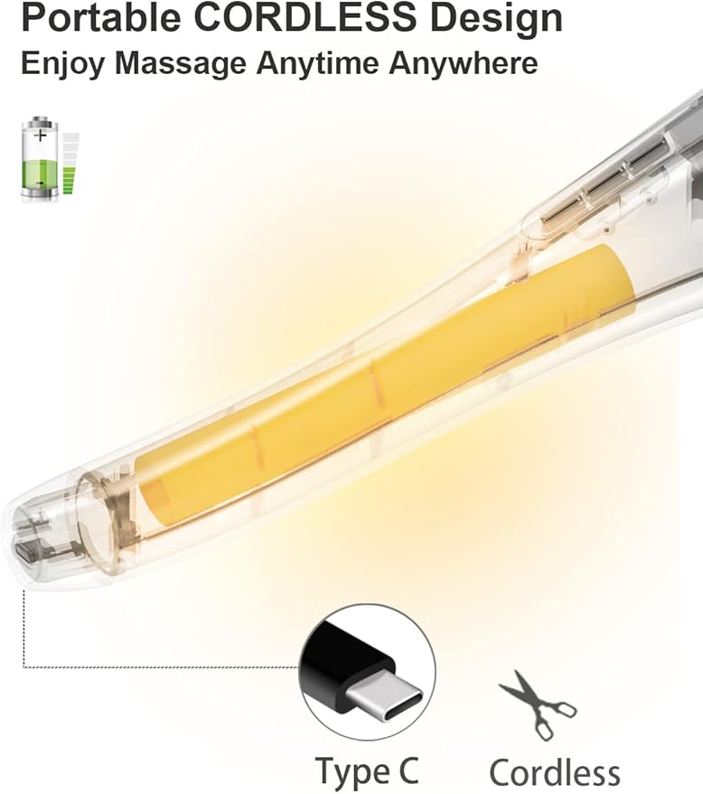 Back Massager for Pain Relief Portable Cordless Massager with Type-C Charging Deep Tissue Back Massage Machine Hand Held Massage Tool Body Relaxation Handheld Rechargeable