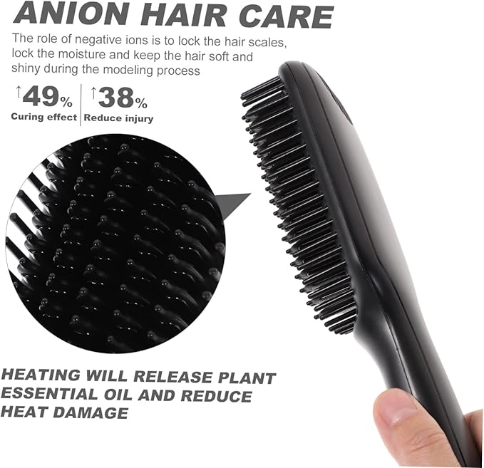 Hair Straightener Comb Temperature Settings Multi-Functional Tool for Hair and Beard Styling LCD Display Rotating Cord Smooth and Shiny Results