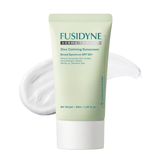 Derma Trouble Zinc Calming Sunscreen SPF 50+ — Mineral Zinc Oxide 16.9% | Lightweight Moisturizing Lotion for Sensitive &amp Acne-Prone Skin | 50ml Tube Fragrance-Free Non-Comedogenic