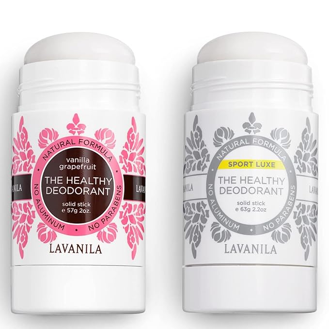 Lavanila Aluminum Free Natural Deodorant for Girls Vanilla Grapefruit + Sport Luxe (2oz Each) - The Healthy Deodorant - Solid Stick Vegan