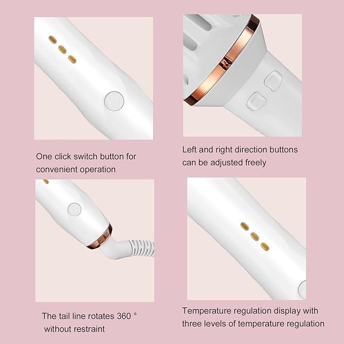 Automatic Curling Iron – Wireless Hair Styling Curler Wand Multi Temperature Curling Tool | Portable 360 Rotating Curling Device Anti tangles Heat Hair Roller for Short Thick Volume