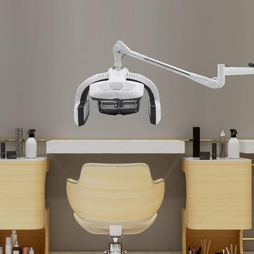 1500W Wall-Mounted Hair Dryer Adjustable Swing Arm Salon Dryer with LCD Display and 5 Heating Discs Wall Mount Hooded Dryer for Barbershops