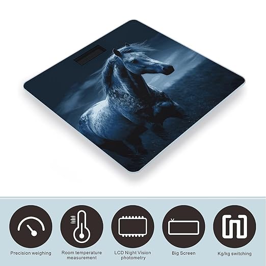 Blue Horse Scale for Body Weight Digital Bathroom Scale Precision Smart Weighing Scales with Clear LED Display Accurate High Precision Scales Weighing Machine