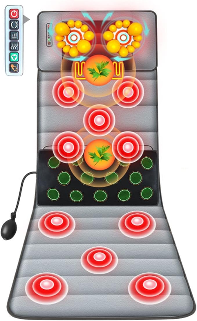 Full Body Vibrating Massage Mat Back Massager -Deep Tissue Kneading Massage Chair Pad for Full BackChair Massager for Home or Office Heating Pad