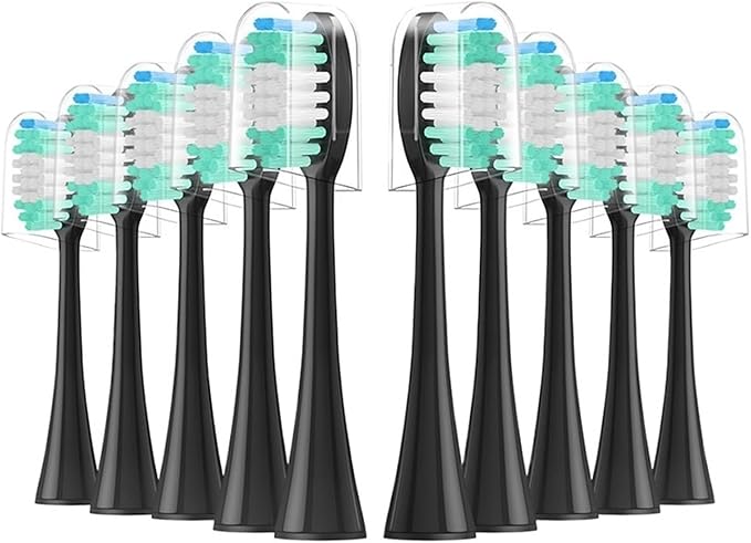 Replacement Electric Toothbrush HeadsCompatible for AquaSonic Black Series/Vibe Series Pro/Duo Pro(10pcs WT)