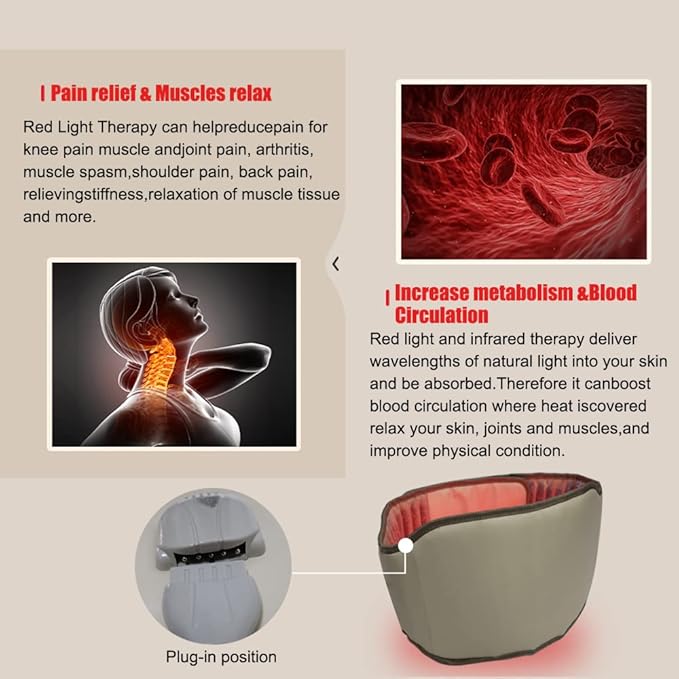 EGEN Far Infrared Heating Pad Back Waist Massage Belt with Natural Crystal Jade Heated Waist Wrap Band for Body Relaxation Heated Massager with 2 Heat Mode