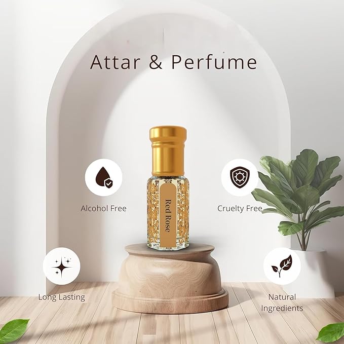 Red Rose Attar Original Pure Long-Lasting | 100% Alcohol Free | 6.0ml in Luxury Bottle Best for Men and Women | 0.20 Fl Oz