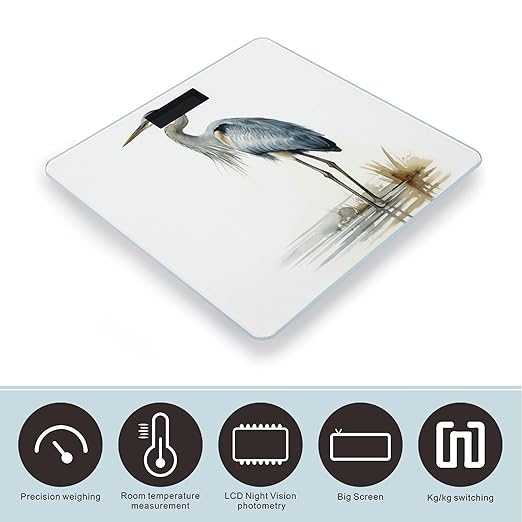 Long-beaked Heron Weight Scale Large Bathroom Scales Digital Weight with Bright LED Display Non Slip Automatic Weighing Scale Fashion Weighing Machine for Body
