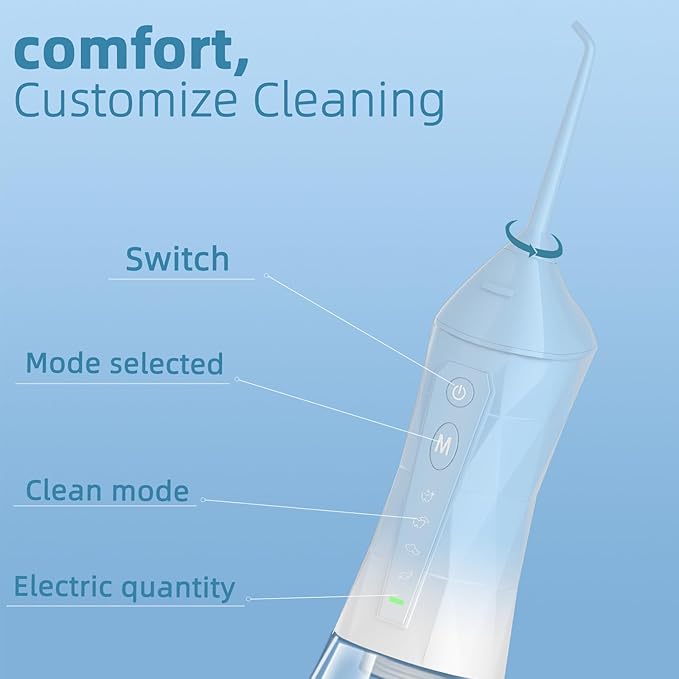 Water flosser+Electric Toothbrush Combination Set -5-Speed Sonic Electric Toothbrush 4-Speed Portable Water flosser Super Waterproof a Great Gift for Friends (Blue)