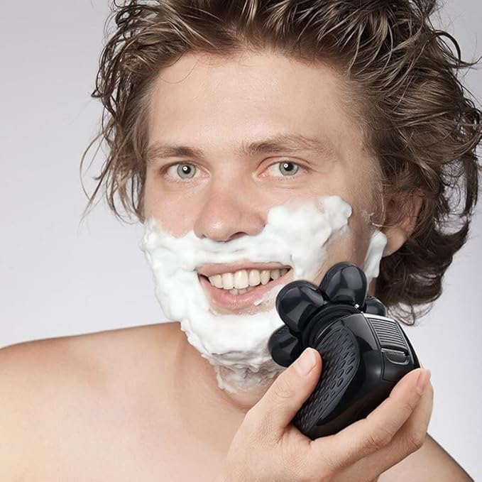 Electric Razor for Men 6 IN 1 Whole Body Washing Electric Shaver Facial Grooming Strong Rotary Electric Razor Beard Shaving Machine Bald Usb Rechargeable