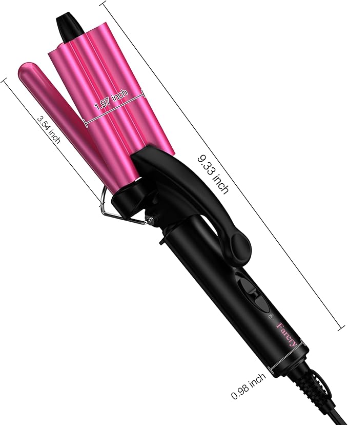 FARERY Mini Waver Curling Iron 1/2 Inch Hair Crimper for Women Beach Waves Keratin &amp Argan Oil Infused Dual Voltage Pouch Bag