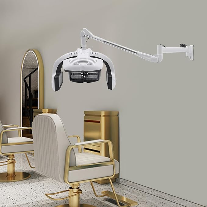Hairdressing Hair Dryer 1500W Wall Mounted Hair Dryer Professional Infrared Hair Color Processor with 5 Heating Discs &amp LCD for Barber Shops Beauty Salons