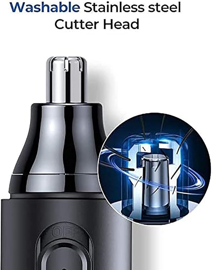 Ear and Nose Hair Trimmer Clipper - Professional Painless Eyebrow and Facial Hair Trimmer for Men and Women Battery-Operated Waterproof Dual Edge Blades for Easy Cleansing