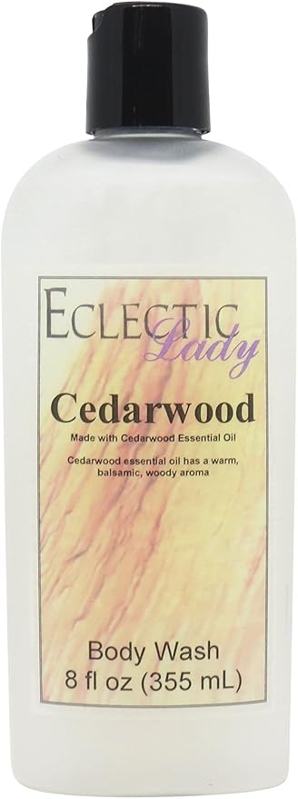 Eclectic Lady Liquid Pearl Body Wash - Cedarwood Essential Oil Scent 3-in-1 Use For Bubble Bath Hand Soap &amp Body Wash Phthalate-Free Cedarwood Essential Oil Fragrance Handcrafted in USA (8 oz)