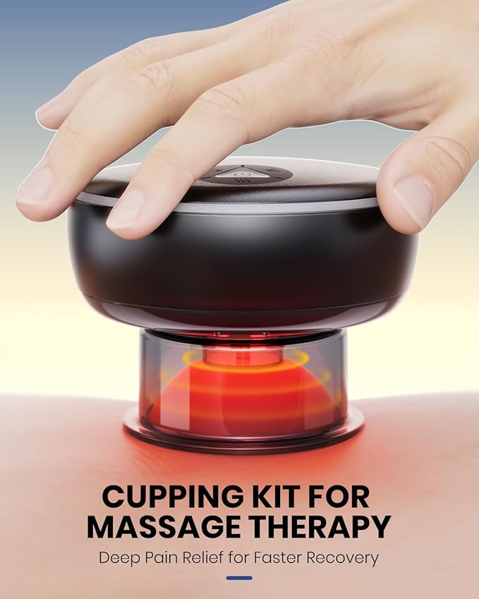 Electric Cupping Kit for Massage Therapy with Remote Controller - 32 Levels of Adjustable Suction &amp Heat Portable Cupping Therapy Set for Back Pain Relief Neck Muscle Soreness