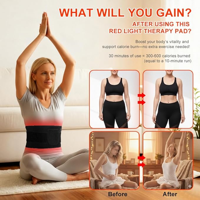Red Light Therapy 22.83 x 9.7 Infrared Light Therapy Pad for Body Pain Relief Back Waist Shoulder Knee Feet Faster Body Energy Recovery 168 LEDs Portable 660nm 850nm Wireless Red Infrared Light