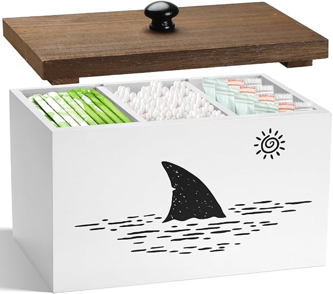 Tampon Holder for BathroomWhite Feminine Product OrganizerGirl Stuff Box for BathroomPad and Tampon Organizer for BathroomPad Holder for BathroomShark Week Bathroom OrganizerBathroom Accessories