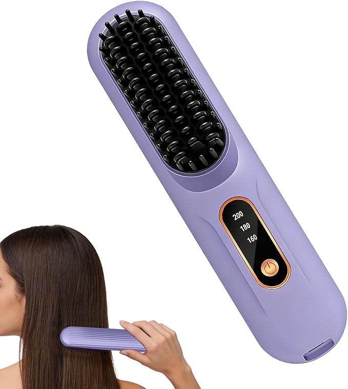 Straightener BrushLCD Display Straightening CombHeated Straightening Brush Hair Comb | for Women Girls Long Short Styling Home Travel Party Daily Dating Wedding