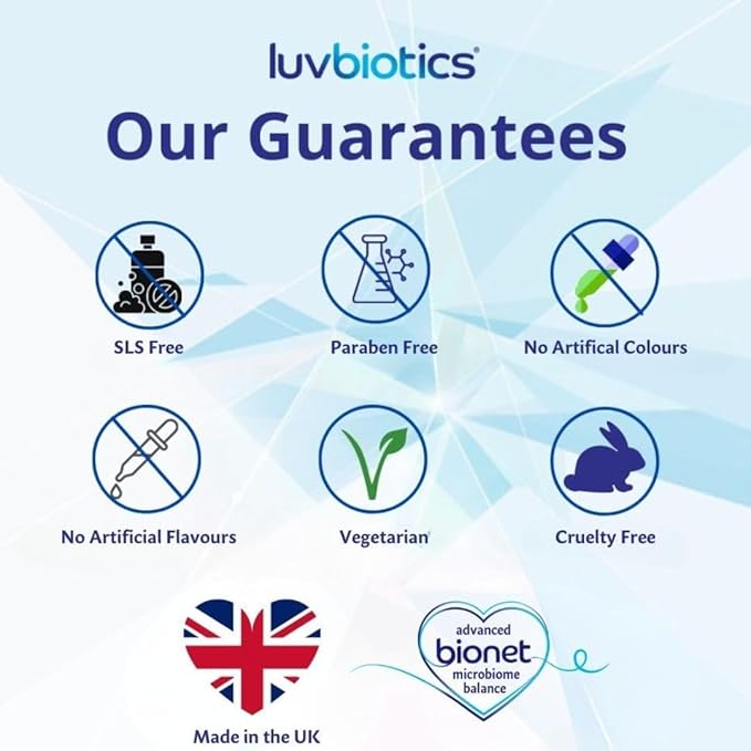 Luv Biotics Fluoride Free Mouthwash with Oral Probiotics Xylitol &amp Aloe Vera -3 x 500ml