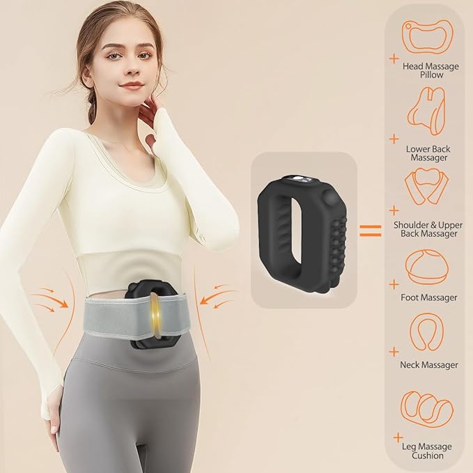 Rechargeable Fascia Ring Massager Vibrating Slimming Belt (Fascia R10) Cordless Deep Tissue Massager with Adjustable Strap for Waist Back &amp Thigh Aids Postpartum &amp Post-Workout Recovery