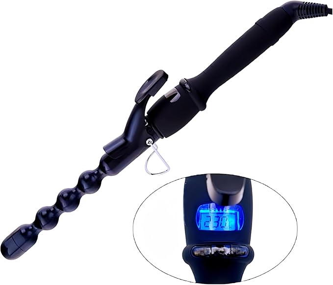 1 inch Bubble Curling Wand Beach Wave Curling Iron Hair Curler Crimper Professional Bubble Wand Curling Iron for Short &ampLong Hair with Adjustable Temp Wavy Curler Styler