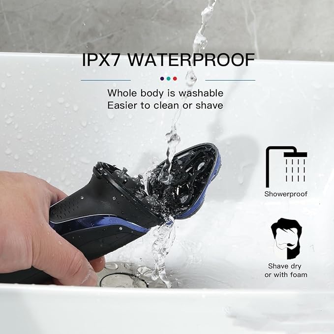 Electric Razor for Men Professional Electric Shaver Razor Waterproof Beard Trimmer Rotary 3D Floating Shaving Rechargeable Electric Shaver for Men