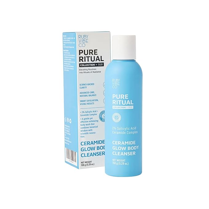 RUBY VIBE CO Ceramide Glow Body Cleanser Exfoliating with Salicylic Acid Botanical Extracts Ceramide Complex 5.07 fl oz All Skin Types