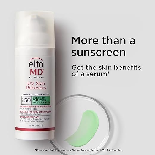 EltaMD UV Skin Recovery Face Sunscreen with Zinc Oxide All Mineral Safe for Sensitive Skin SPF 50