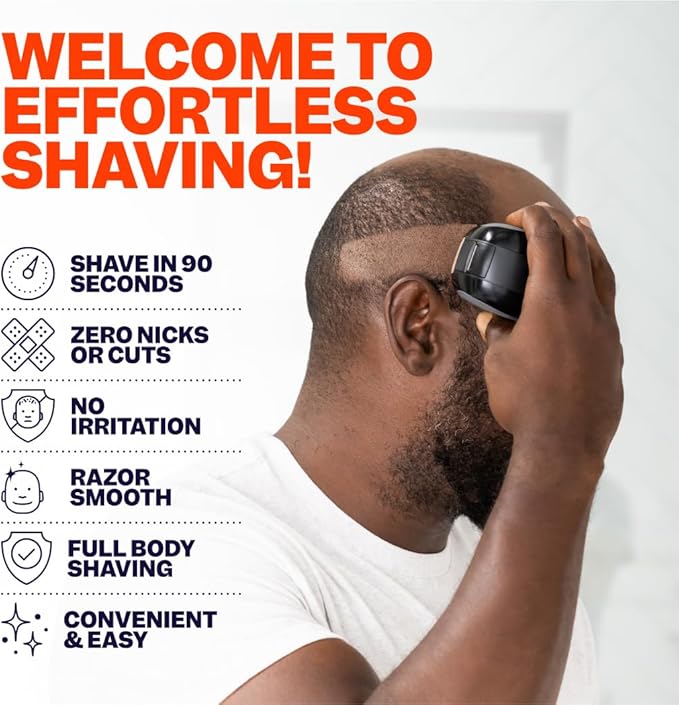 Freebird FlexSeries™ Shaver and Blade - Fast Smooth Water-Resistant Electric Head Shaver with 5 Flexible Blades USB Rechargeable Ideal for Bald Men and Women