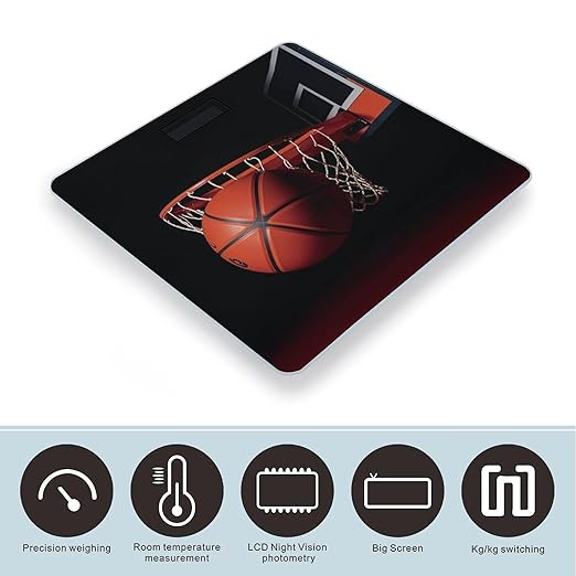 Basketball Scale for Body Weight Digital Bathroom Scale Toughened Glass High Precision Scales for Body Weight with Large LCD Backlight Display Weight Scales