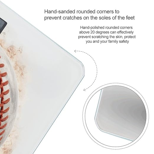 Baseball Bathroom Scale for Body Weight Bathroom Weighing Scale with Backlit LCD Display Highly Accurate Measures Weight Up to 180kg