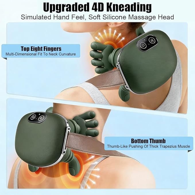 Neck Massager with Heat for Pain Relief Deep Tissue Cordless Rechargeable Neck and Shoulder Massager Portable Electric Back Massagers for Travel Office Home
