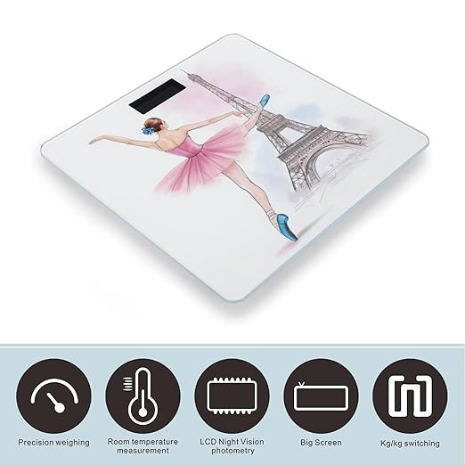 Energy Saving Scale Bathroom Weighing Scale Smart Scale for Body Weight Digital Ballet Dancer Ballerina Eiffel Tower