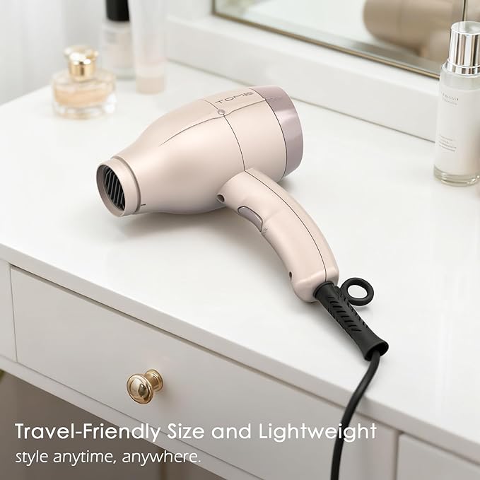 TOME Hair Dryer with Diffuser 1875W Ionic Blow Dryer with Comb Attachment and Concentrator for Home Use Fast Drying with Cool Shot and 2 Heat &amp 2 Speed Settings 125V Pink