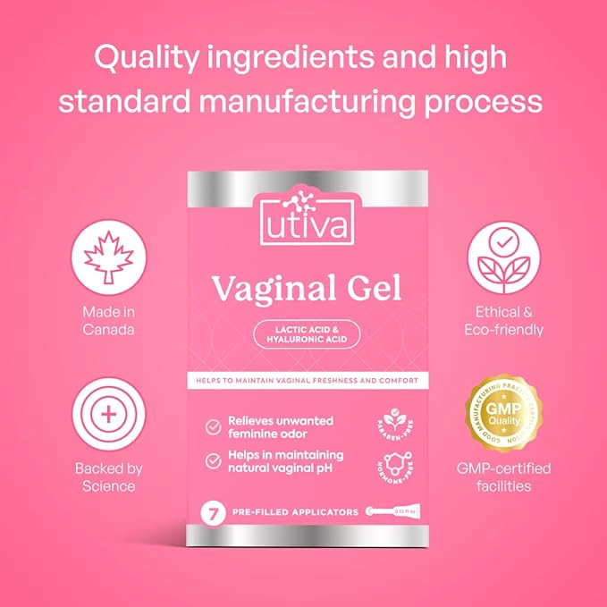 Szio+ Utiva Vaginal Gel - 7-Prefilled Applicators to Help Maintaining Natural Acidity &amp Increasing Vaginal Moisture to Alleviate Dryness &amp Discomfort