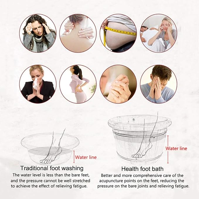 Katzowen Foot Massager Spa Foot Tub Household Foot Bath Wooden Foot Basin Foot Tub Household Pedicure Basin Foot Massage Basin41 * 25 * 31cm