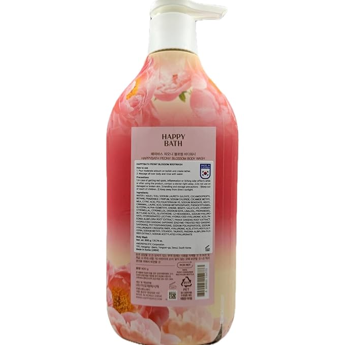 HAPPY BATH Peony Blossom Body Wash Korean Beauty 31.74 oz Floral Scented
