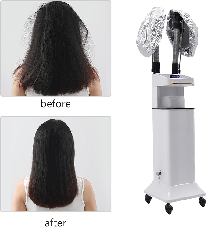 Vertical Nano Hair Steamer Nano Steamer Hair Dyeing Machine 650W Nano Hair Steamer Hair Color Processor with Touch Control 28.15oz Water Reservoir 2X Steam Caps White
