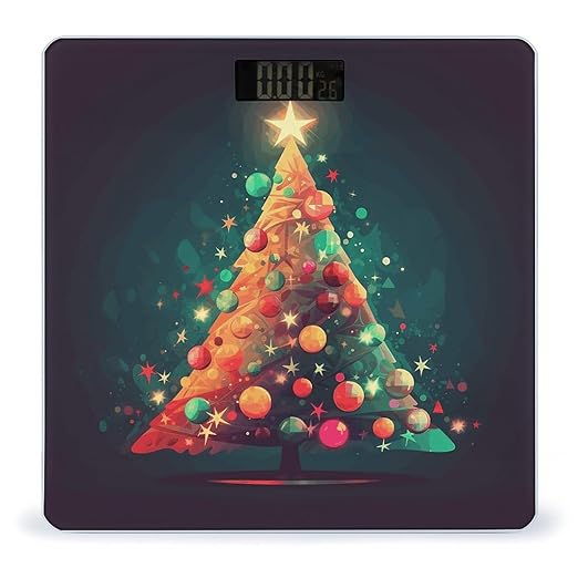 Digital Bathroom Scale for Body Weight Scale with Bright LCD Display High Accuracy Step-On Technology Auto On/Off Shiny Christmas Tree Digital Scales 400 Lbs /180kg