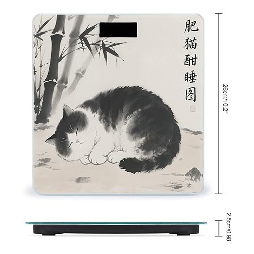 Fat Cat Weight Scale Large Digital Bathroom Scales with Bright LED Display Non Slip Digital Scale and Step On Fashion Weighing Machine for Body