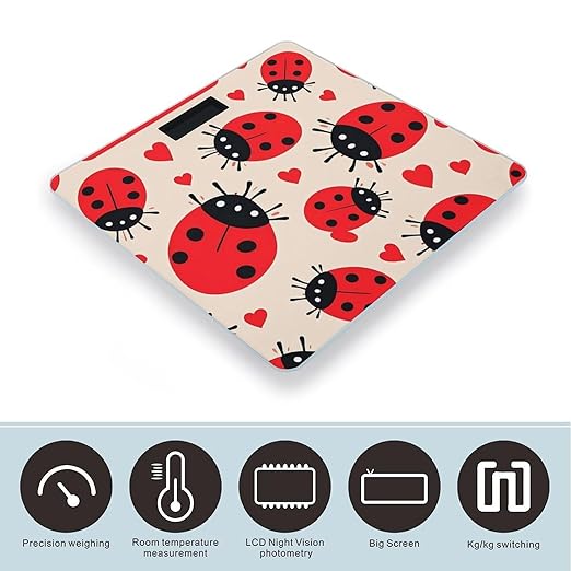 Ladybug Scale for Body Weight Accurate Digital Bathroom Scale Toughened Glass High Precision Scales Smart Weight Scales with Large LCD Backlight Display Weighing Machine