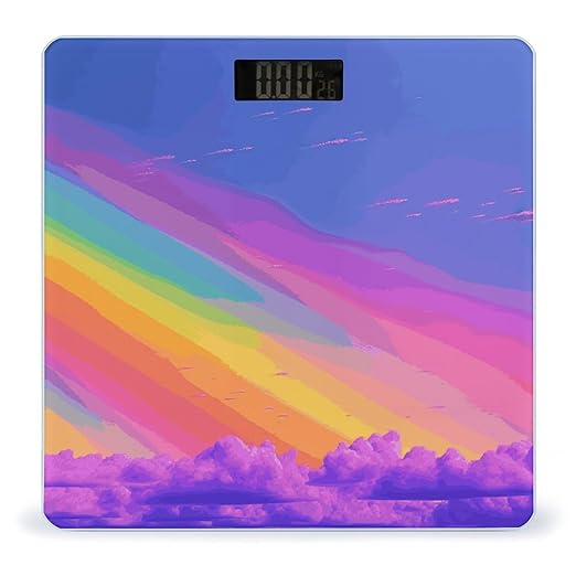 Rainbow Aesthetic Weight Scale Digital Electronic Scales Bathroom Scale Larg LCD Backlight Display High Precision MeasurementsTempered Glass