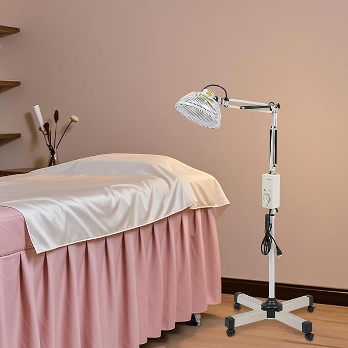 Acupuncture Infrared Heat Therapy Mineral Lamp with Adjustable Height Heating Light 360° Rotating Lamp Head and Timer for Muscle Pain Relief Joint Therapy and Recovery