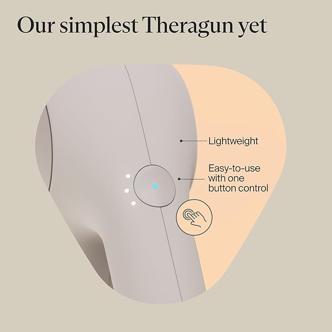 TheraGun Relief by Therabody - Easy-to-Use Comfortable &amp Light Handheld Percussion Massage Gun for Everyday Pain Relief Massage Therapy in Neck Back Leg Shoulder and Body (Sand)