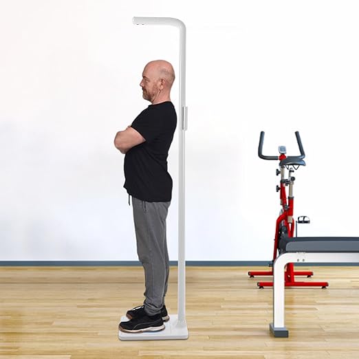 Voice Announcer Height and Weight Scale Professional Digital Height Weight and BMI Scale Platform with High-Precision Sensors Support 23.6-76.8in Height 11-485lbs Height