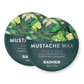 Badger Mustache Wax Medium Hold Light Masculine Scent Easy to Apply Certified Organic Versatile Moustache &amp Beard Wax .75 oz Tin 2-Pack